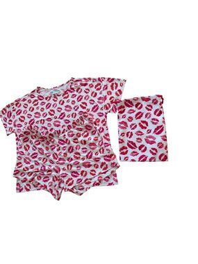 Ibkul IBKomfortable Womens Lip Printed Matching Pajama Set Size L UPF Quick Dry